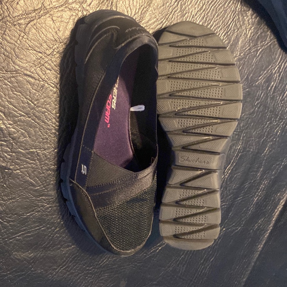 Black sketcher memory foam slip on for women